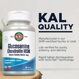 KAL Glucosamine Chondroitine MSM — étiquette claire et transparente.