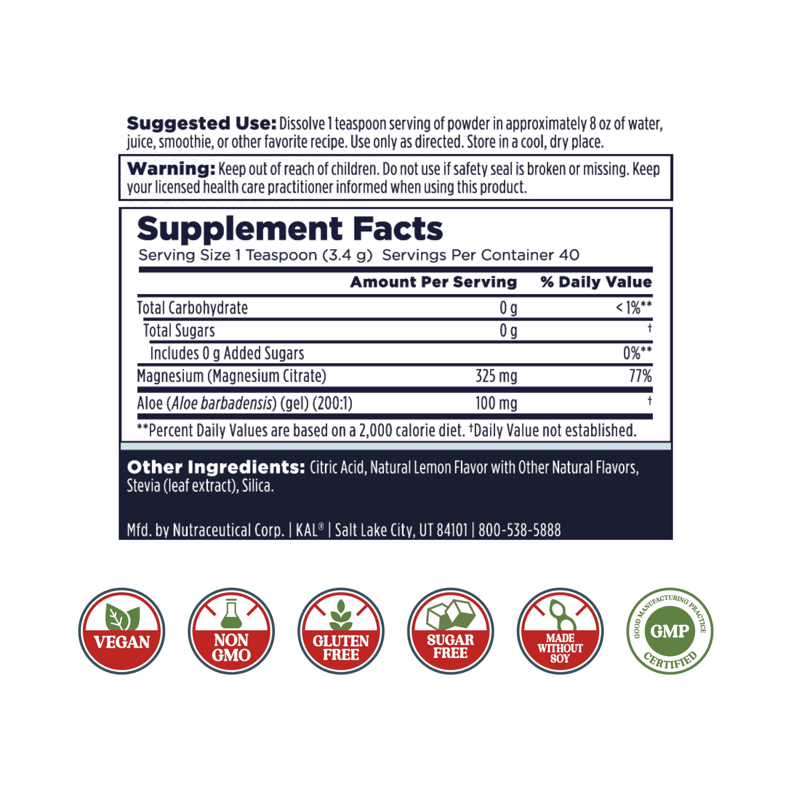 Kal Gut Magnesium Plus Aloe Lemon – Poudre prête à être mélangée dans votre boisson.