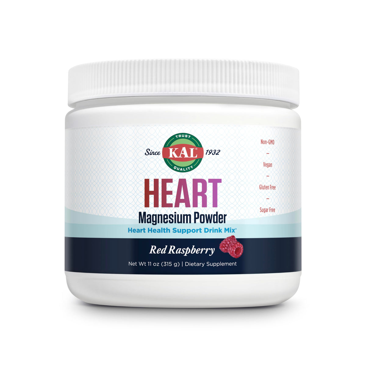 KAL Heart Magnésium Poudre framboise rouge – emballage élégant et pratique.