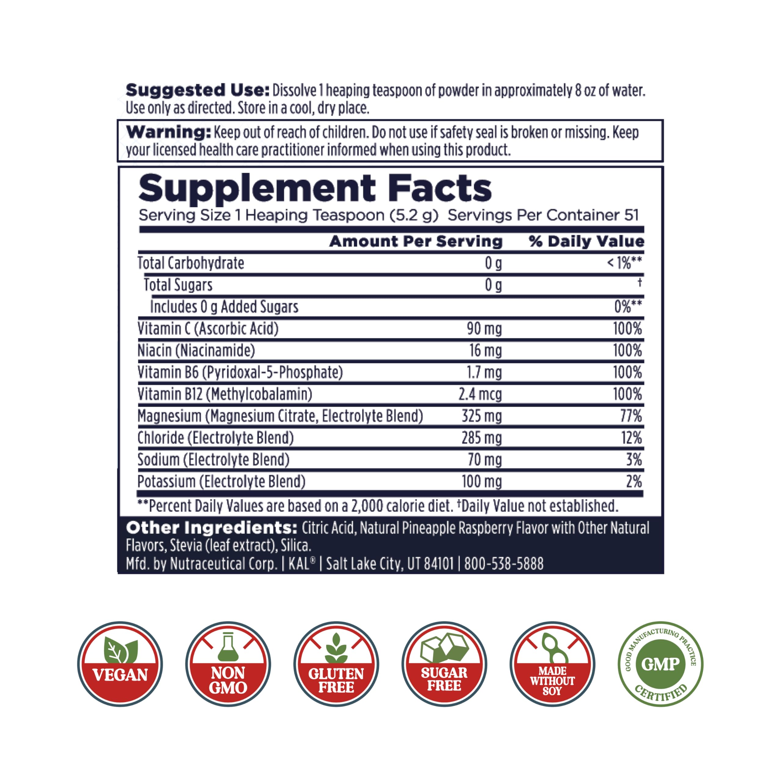 KAL Hydro Magnesium Plus Electrolytes, doseur; préparation précise pour une boisson sans sucre.