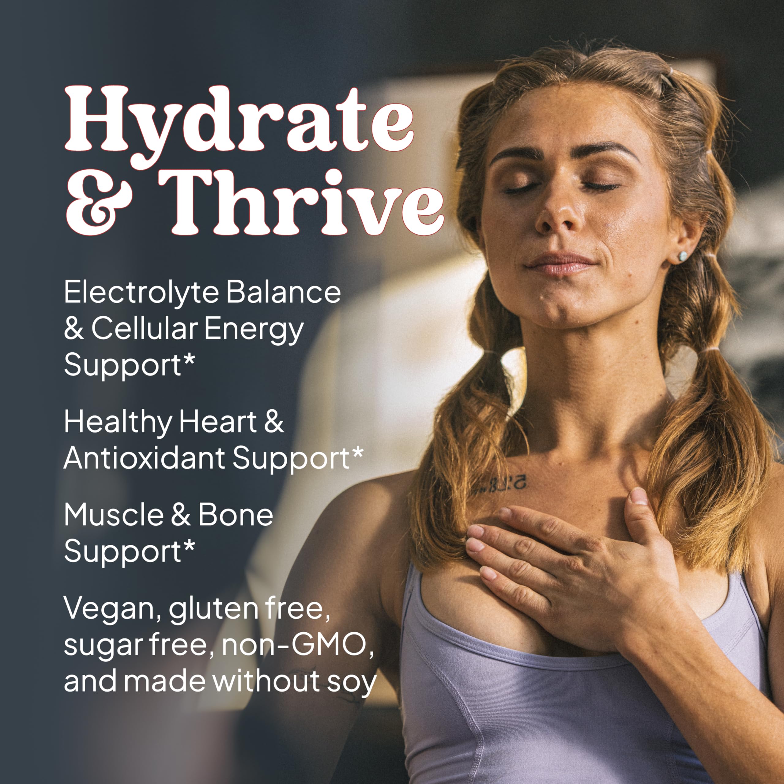 KAL Hydro Magnesium Plus Electrolytes, étiquette sans sucre et gluten.