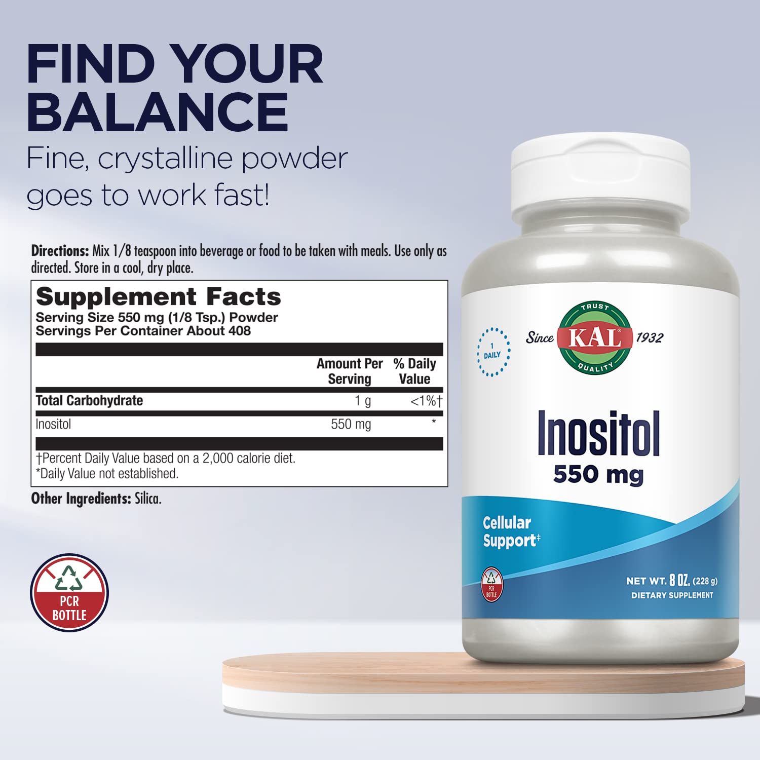 Kal Inositol Poudre mesure précise idéale pour routine quotidienne