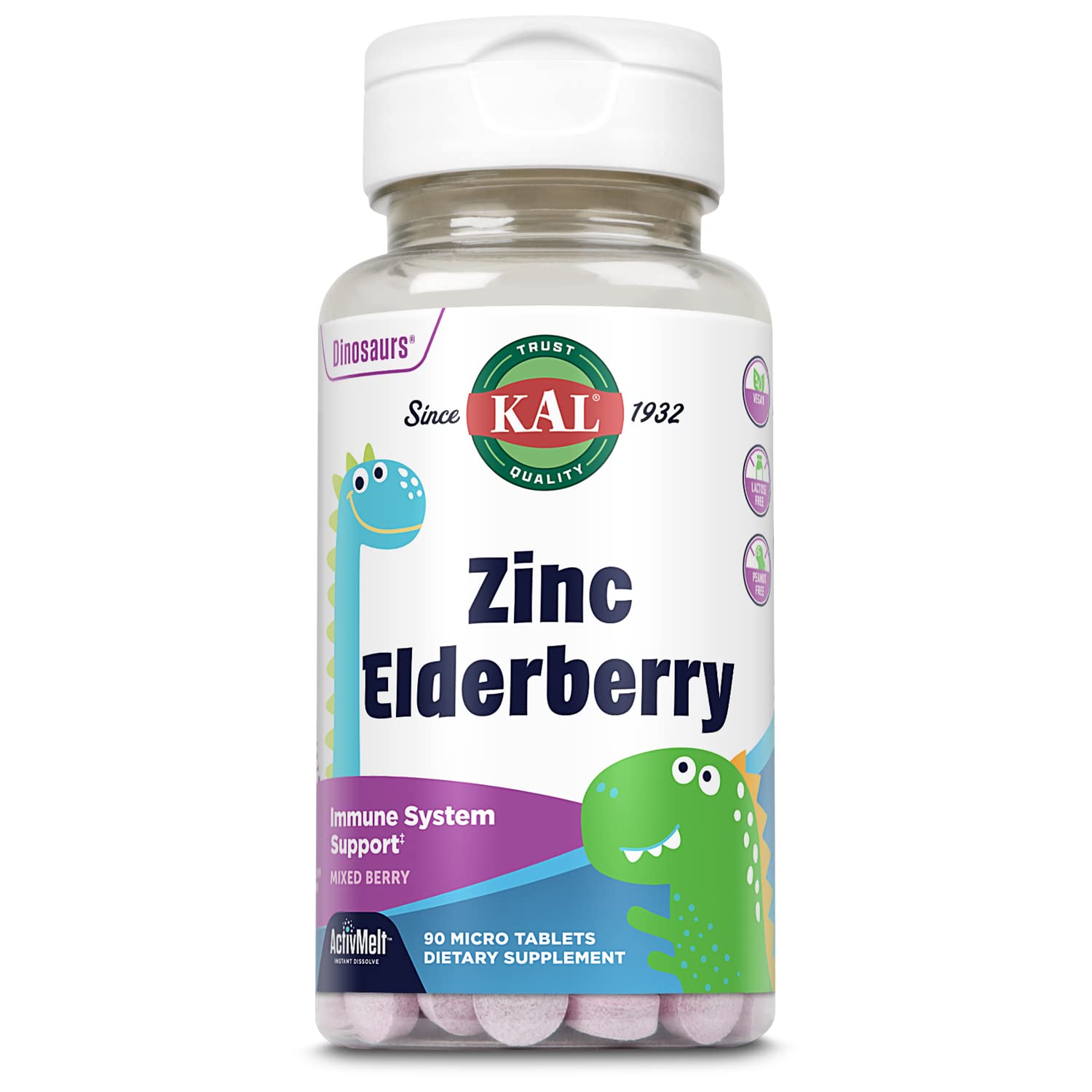 Kal dinosaures zinc et sureau: bouteille pratique pour l immunité quotidienne des enfants