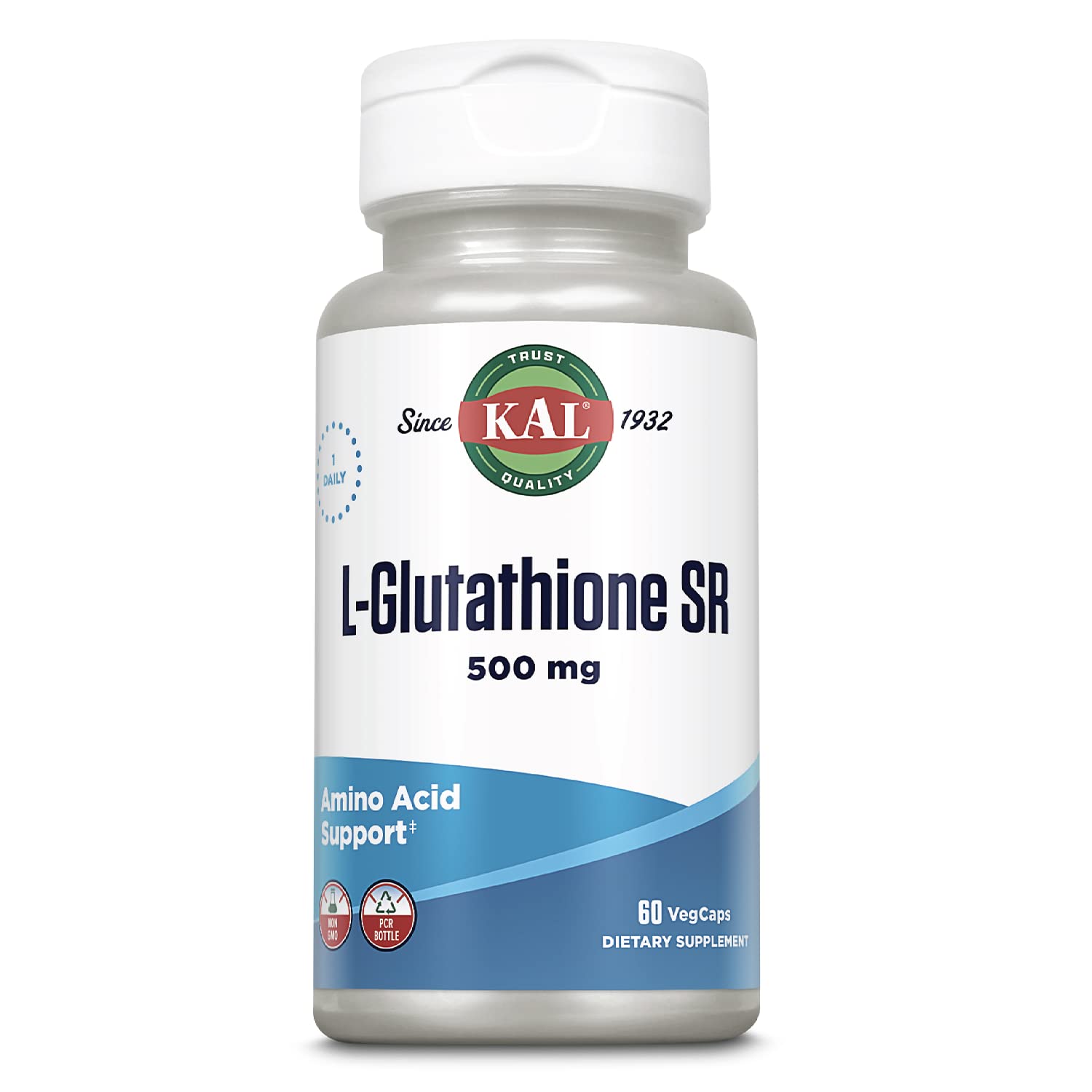 KAL L-Glutathione, bouteille PCR, soutien antioxydant potentiel au quotidien.