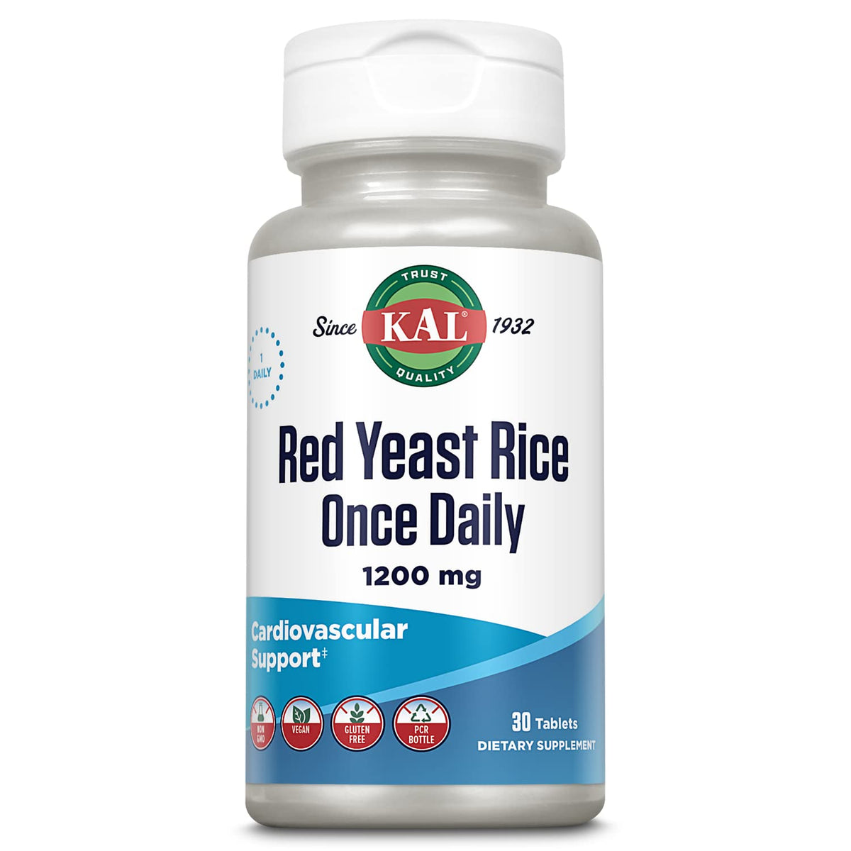 KAL levure de riz rouge emballage montrant le flacon végan et sans lactose