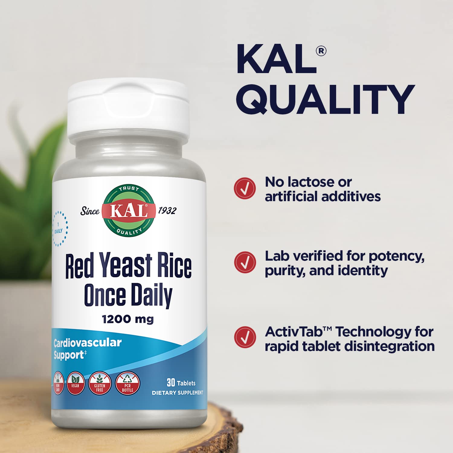 KAL levure de riz rouge étiquette nutritionnelle claire pour planification