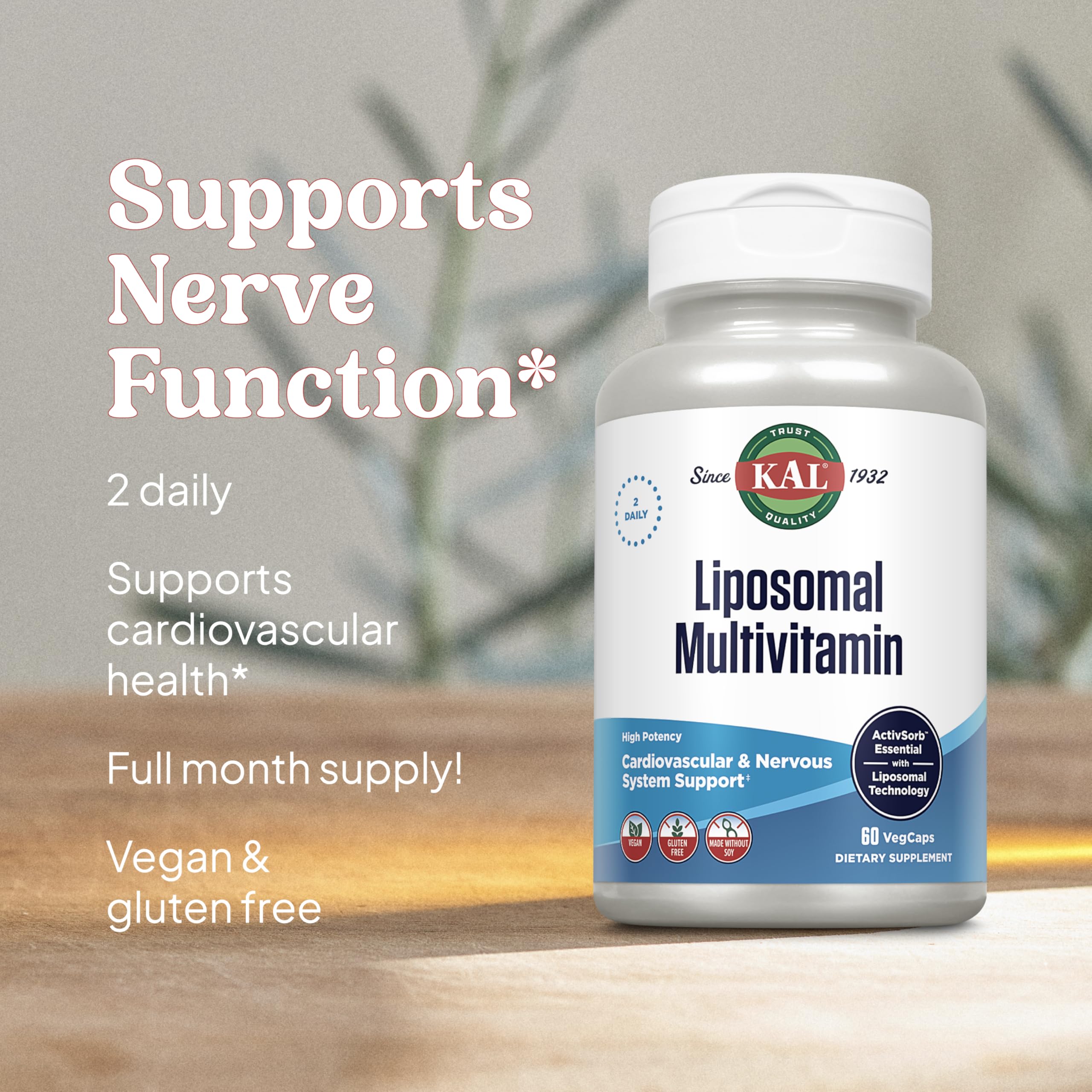 Sans soja et sans allergènes, formule propre KAL Liposomales Multivitamin.