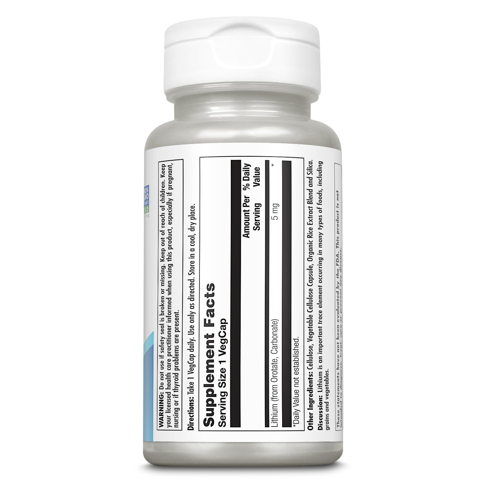 Capsules végétales KAL Lithium Orotate 5 mg faciles à avaler, intégration simple dans la journée.