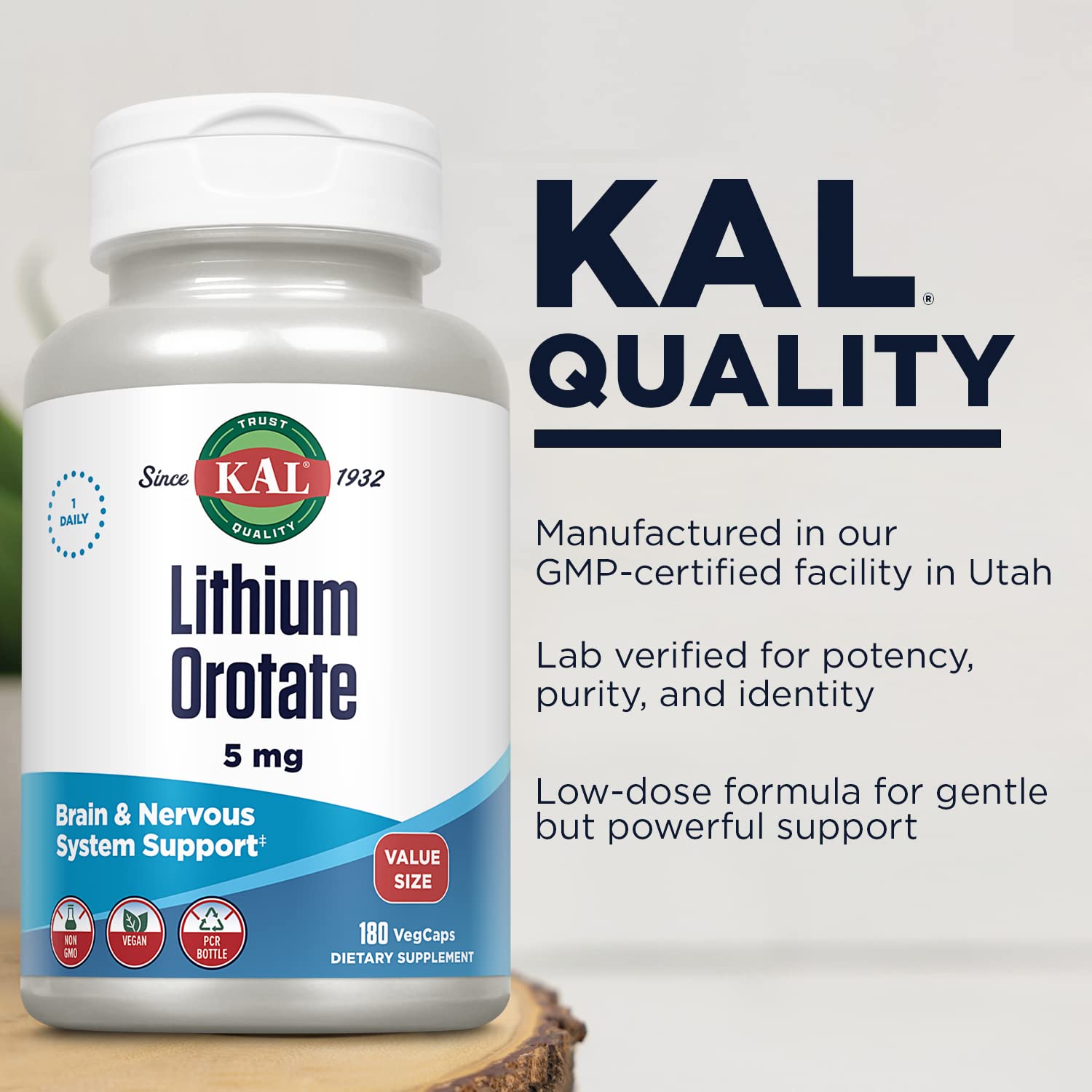 KAL Lithium Orotate – emballage PCR écologique respectueux de l’environnement.