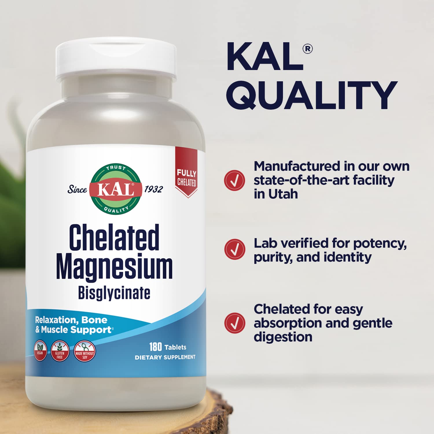 KAL Magnésium Bisglycinate, emballage visible, aide à une digestion douce.