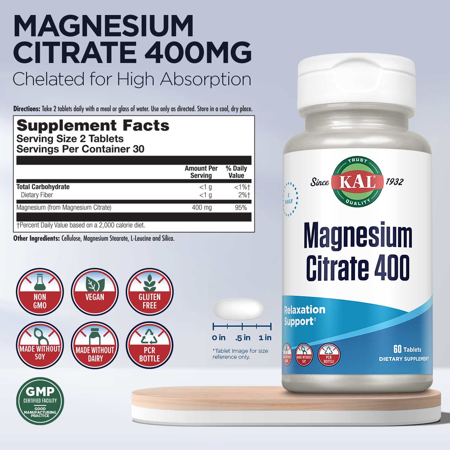 KAL Magnésium Citrate activtabs avec dissolution rapide.