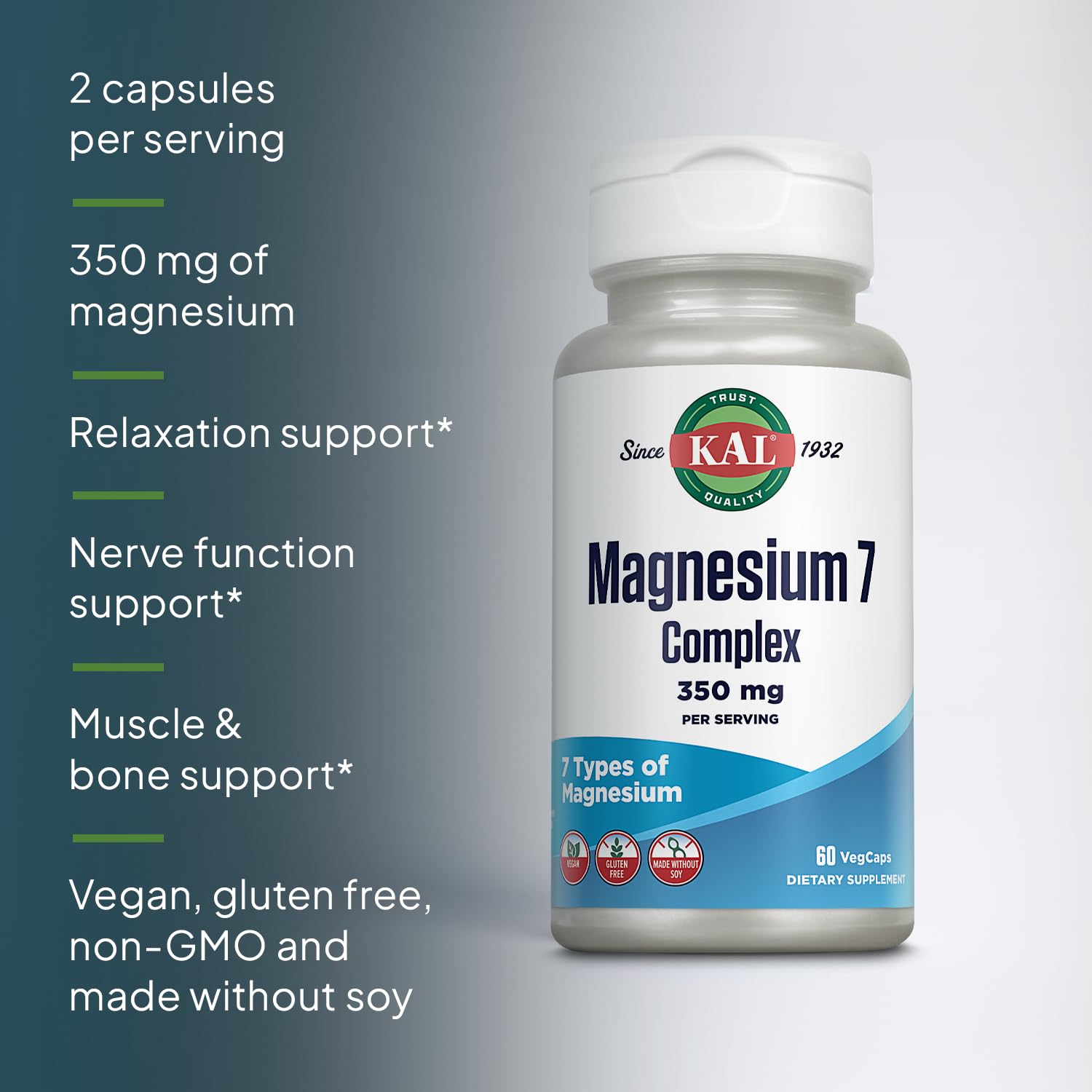 KAL Magnesium Complex 7 – emballage vegan sans soja.