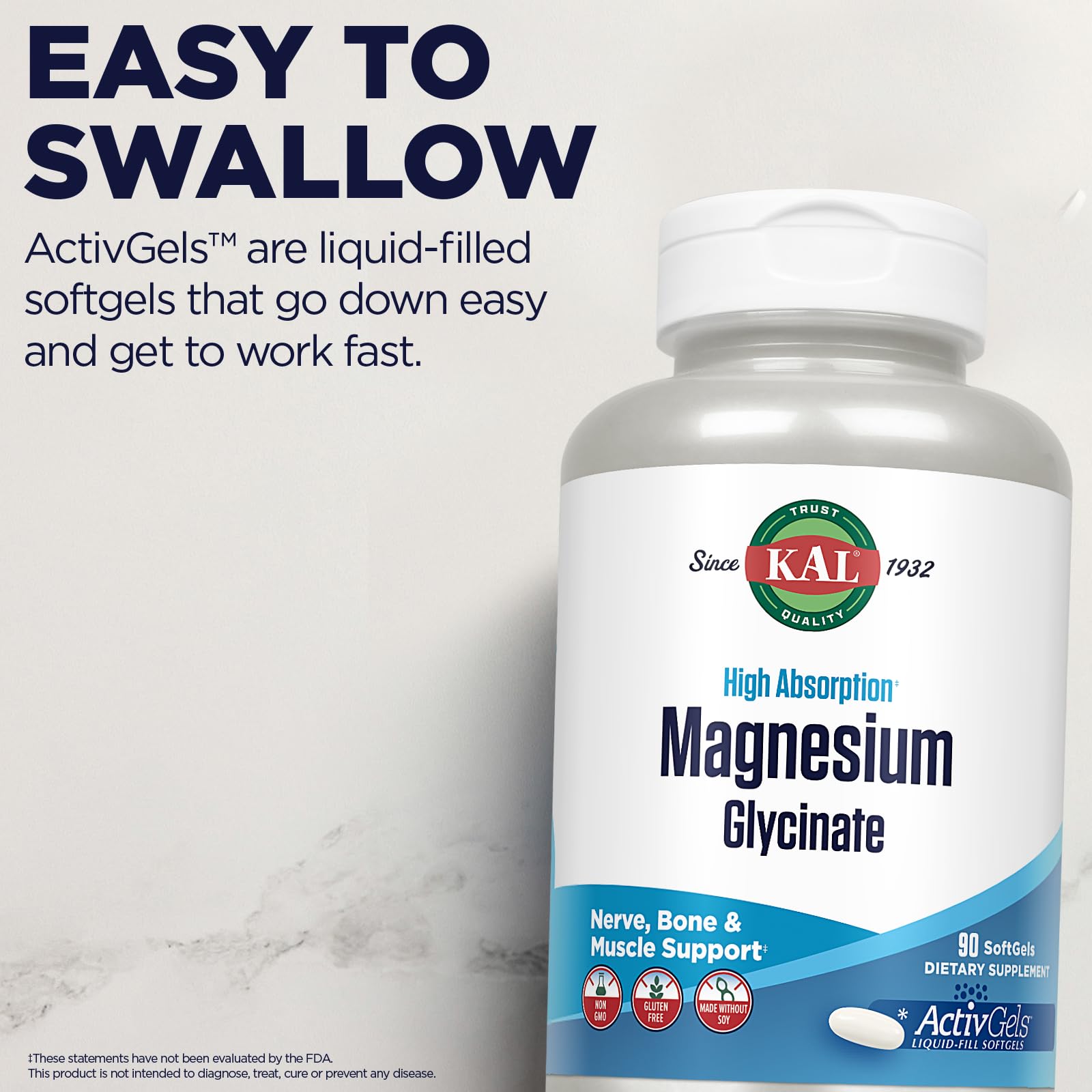 KAL Magnésium Glycinate ActivGels, texture soyeuse et expérience agréable.