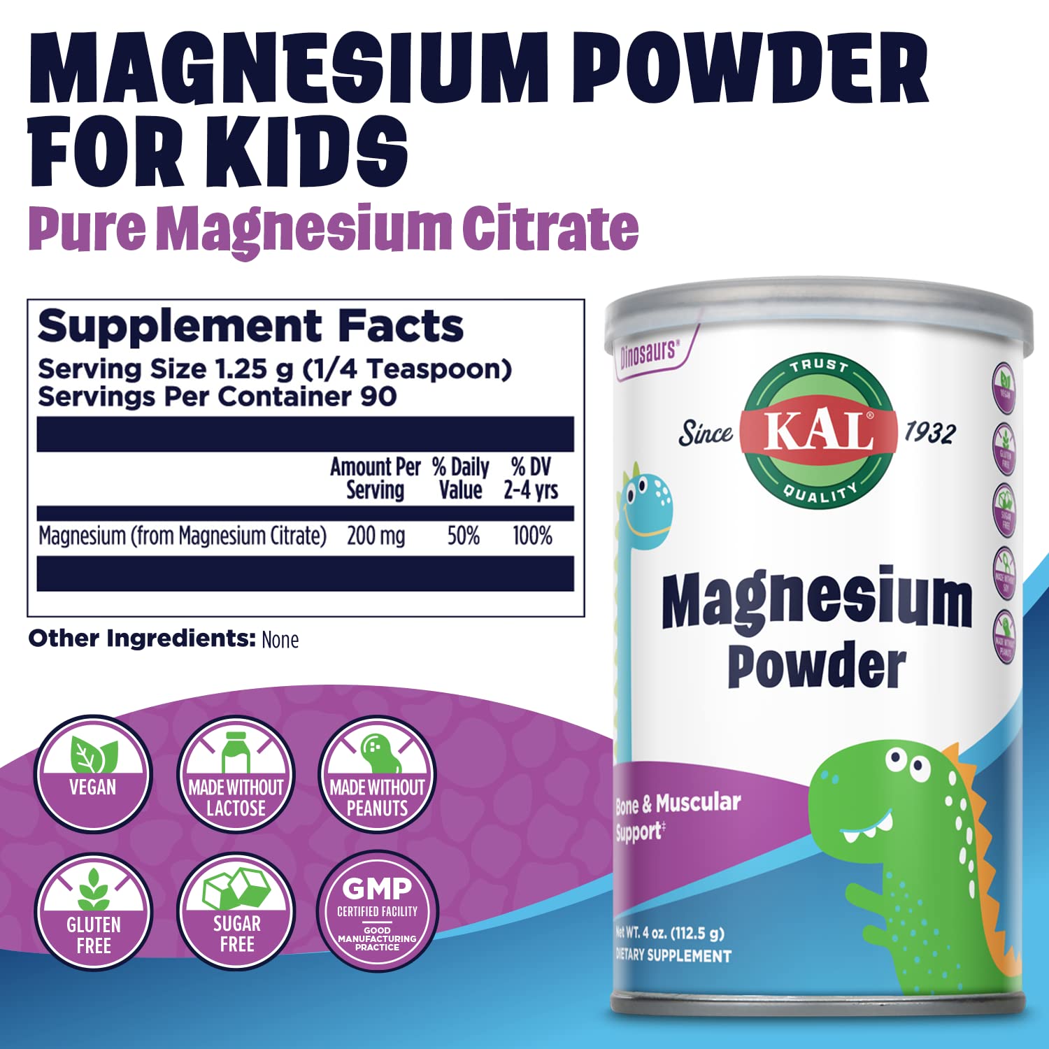 KAL Magnésium Poudre, doseuse intégrée, mesure précise pour chaque dose.