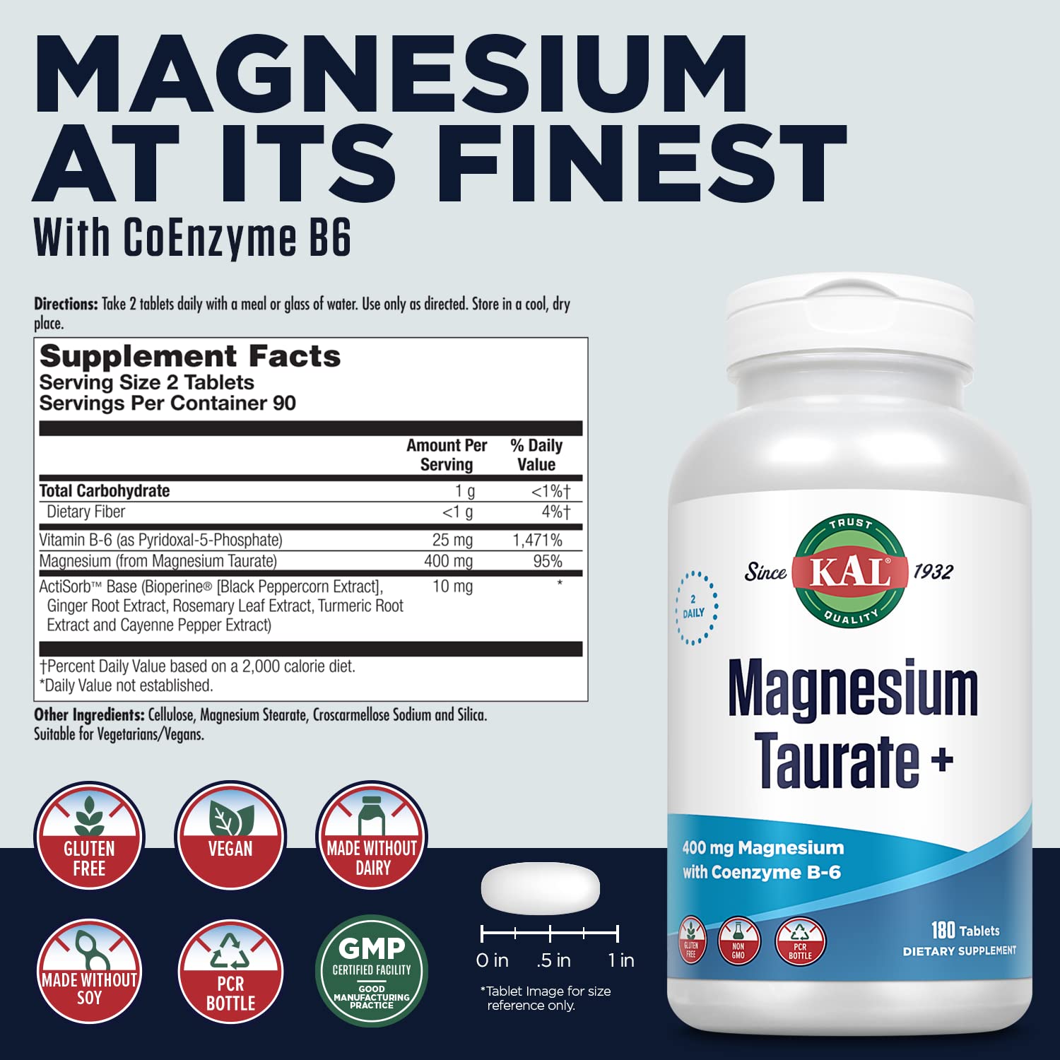 KAL Magnesium Taurate: capsules faciles à avaler favorisant une fonction musculaire saine.