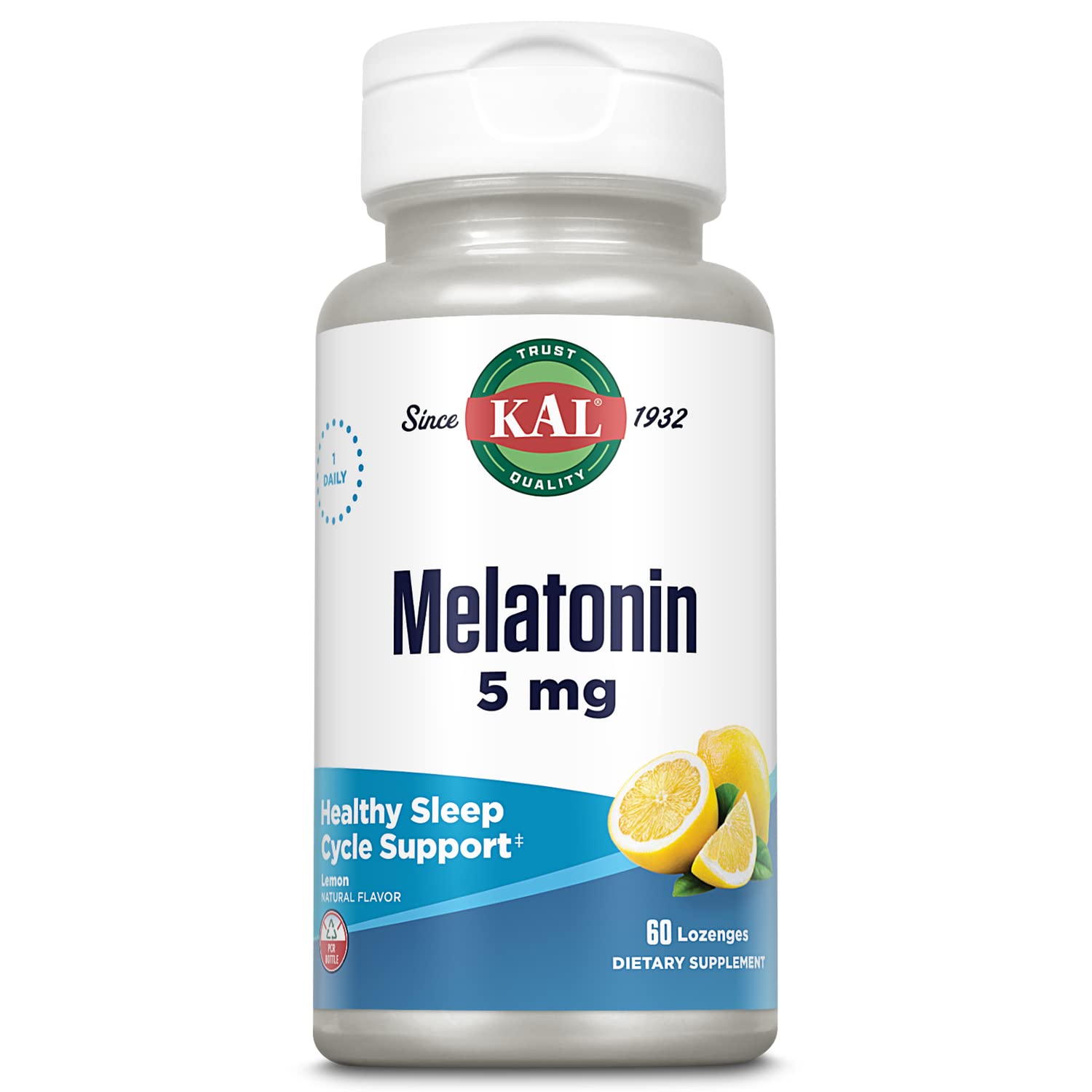 KAL Mélatonine 5 mg 60 pastilles dans un bocal, pratique avant le coucher