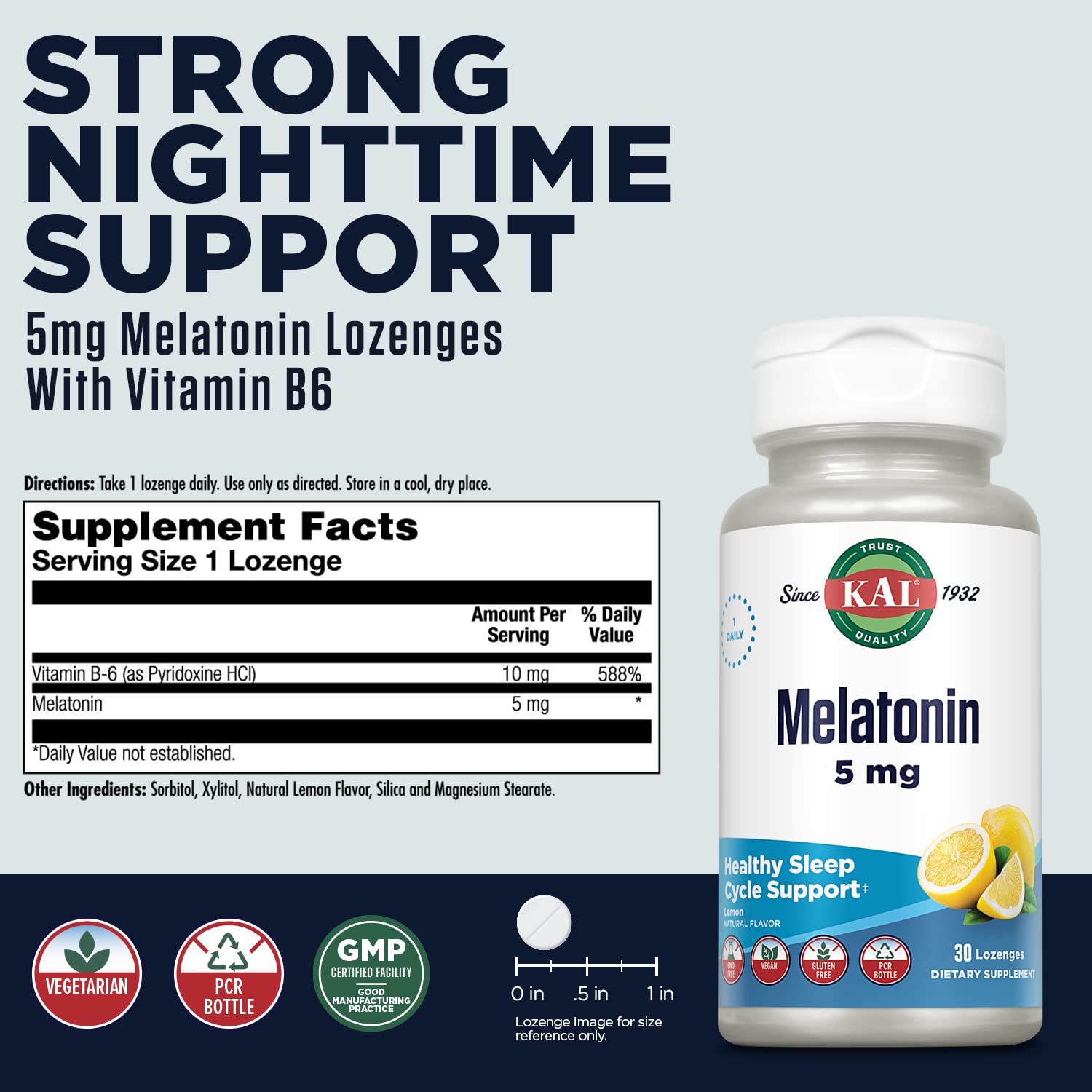 KAL mélatonine 5 mg avec vitamine B6 – pastilles faciles à prendre avant le coucher