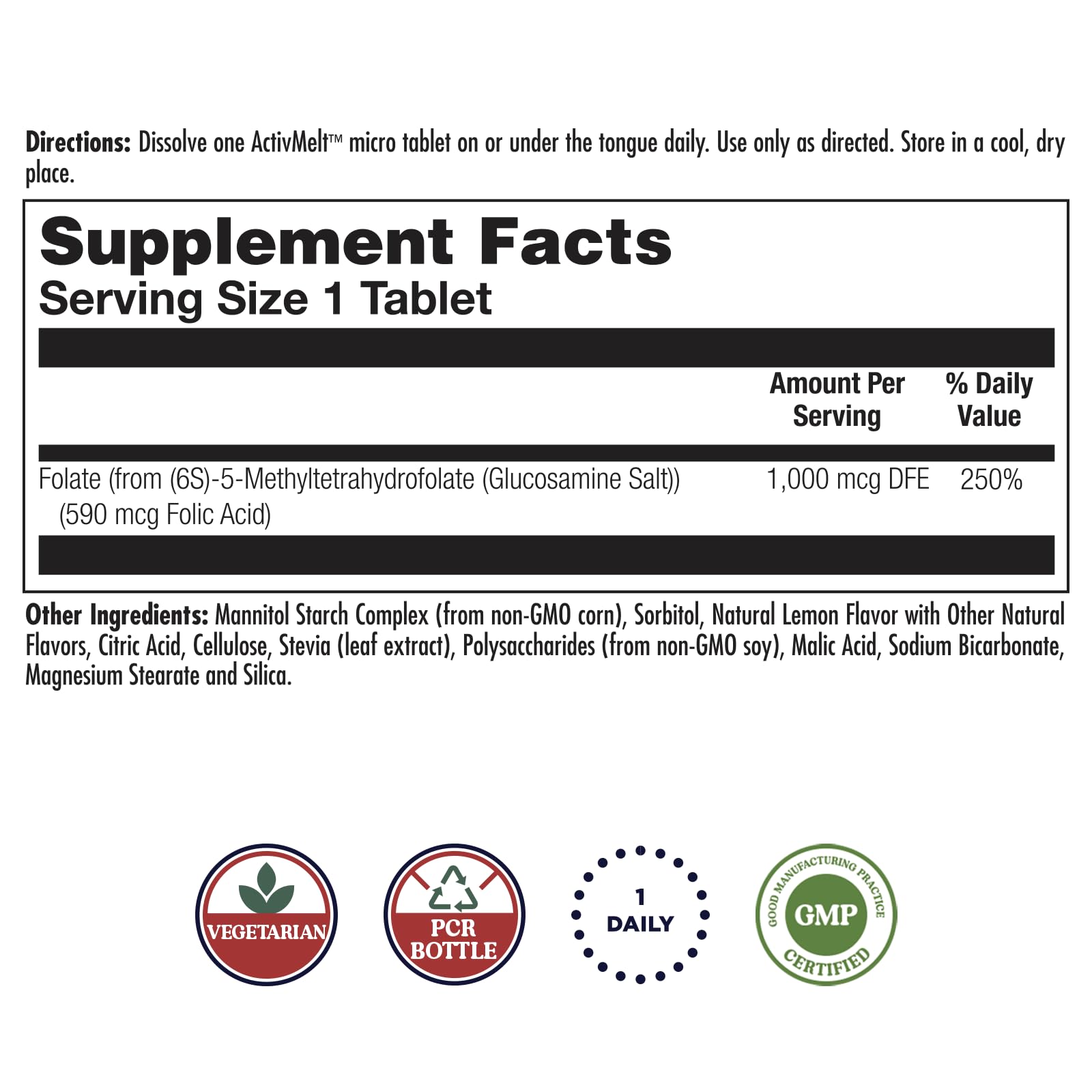 KAL Methyl Folate tablettes dissolvables sous langue, prise facile.
