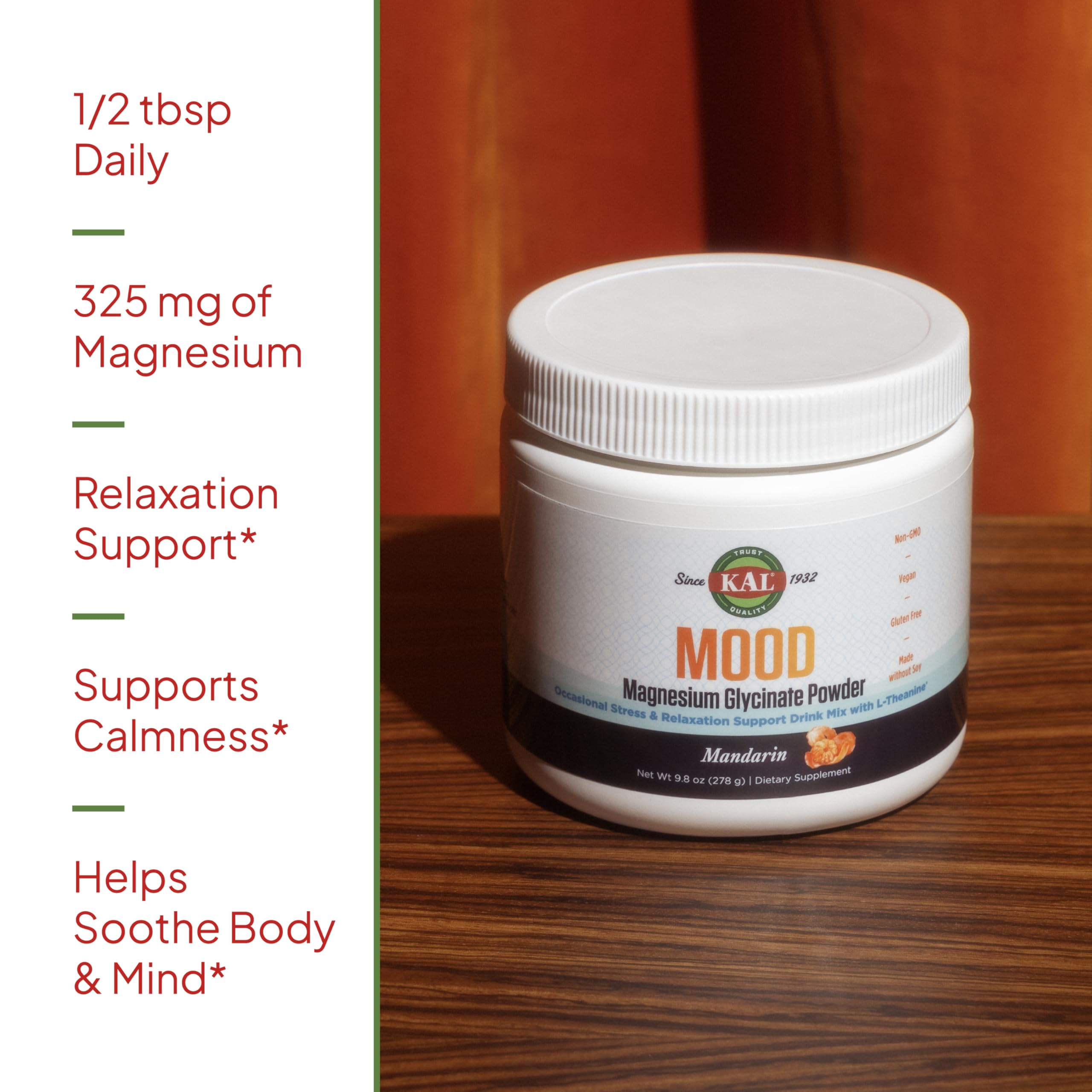 KAL Mood Magnésium poudre arôme mandarine : expérience sensorielle agréable lors de la préparation.