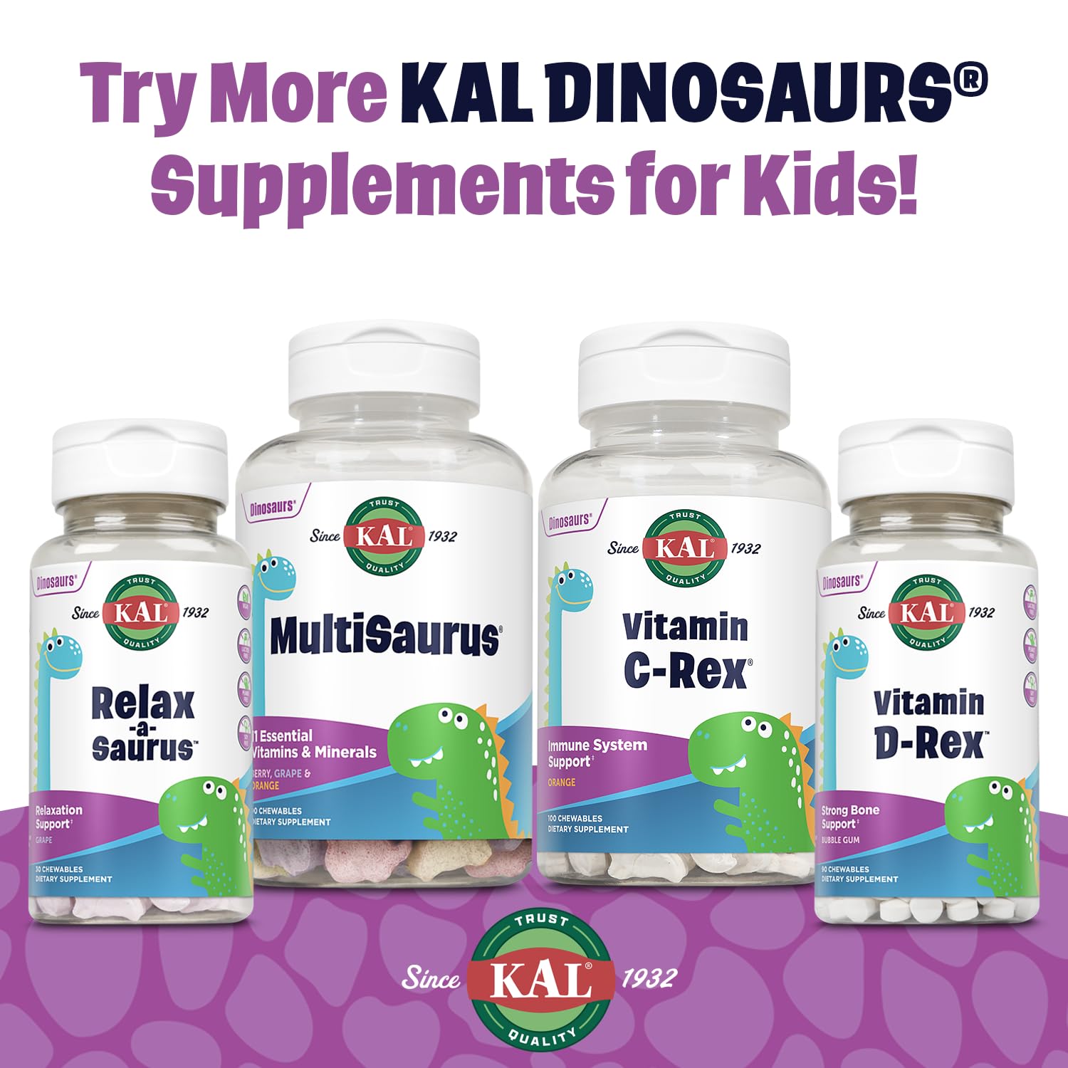 KAL MultiSaurus enfant prenant comprimé dinosaure, facilité d’intégrer la routine.