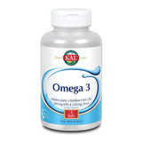Flacon KAL Omega 3, présentation bouteille, soutien potentiel pour le cœur et le cerveau.