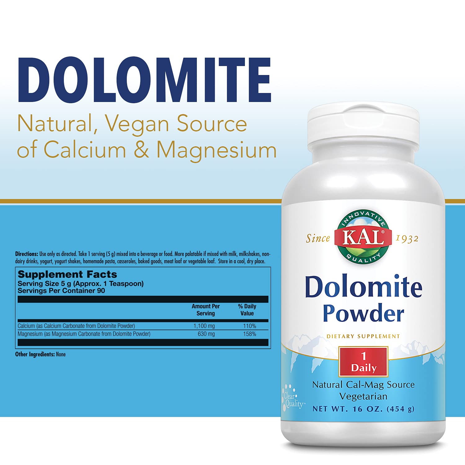 Cuillère doseuse KAL dolomite pour dosage pratique et rapide.