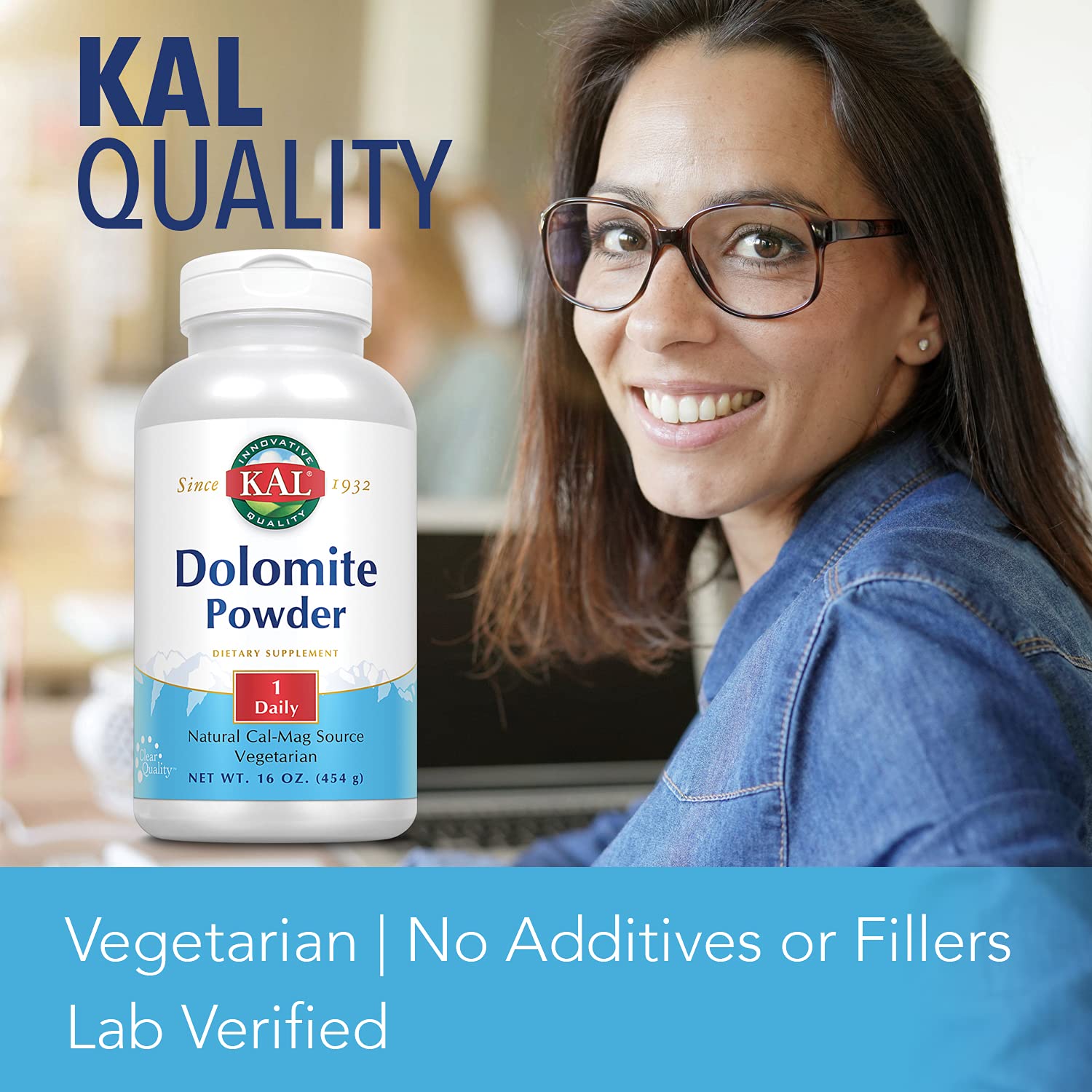 Étiquette KAL dolomite affichant les composants et l'option végane.