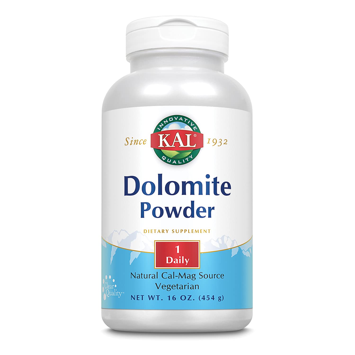 Poudre KAL dolomite dans un pot, idéal pour enrichir plats et boissons.