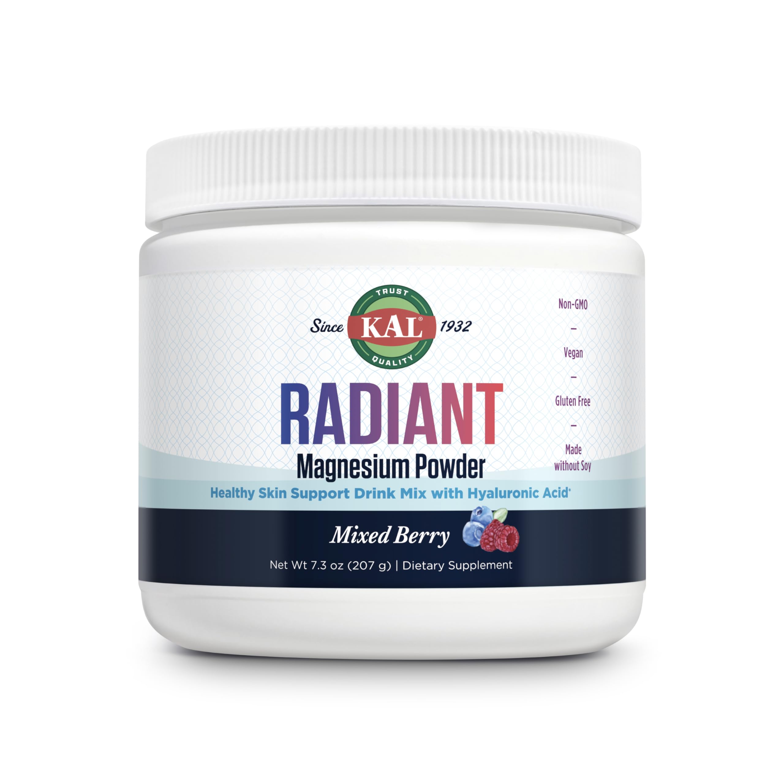KAL Radiant Magnesium, flacon, soutien potentiel à la peau et à l'hydratation.