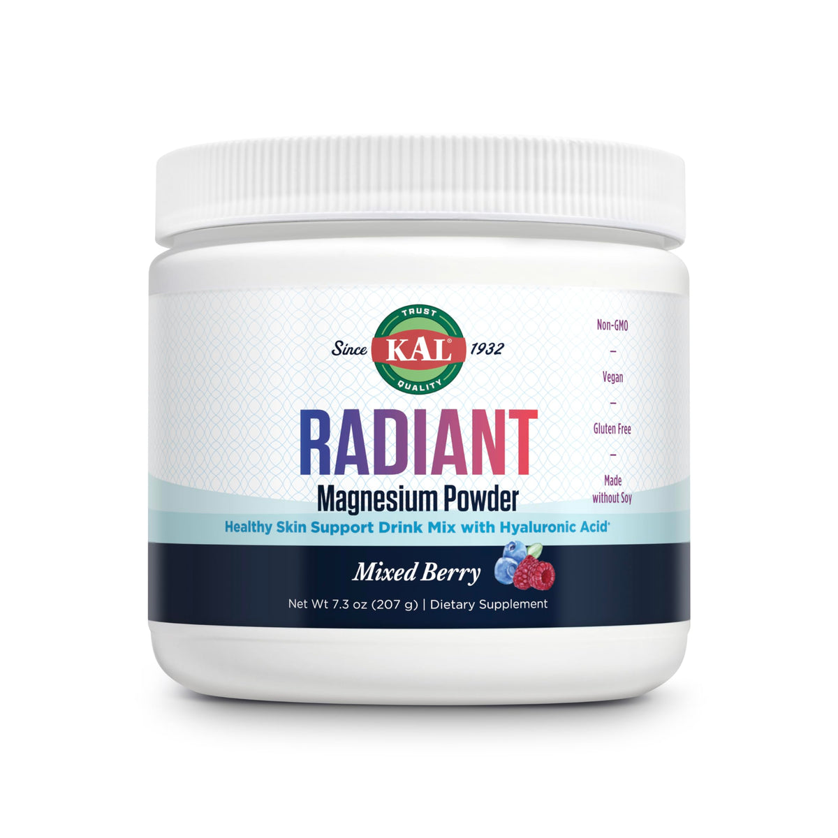 KAL Radiant Magnesium, flacon, soutien potentiel à la peau et à l'hydratation.