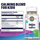 Kal Relax-a-Saurus gommes arôme raisin, goût agréable pour une routine apaisante.