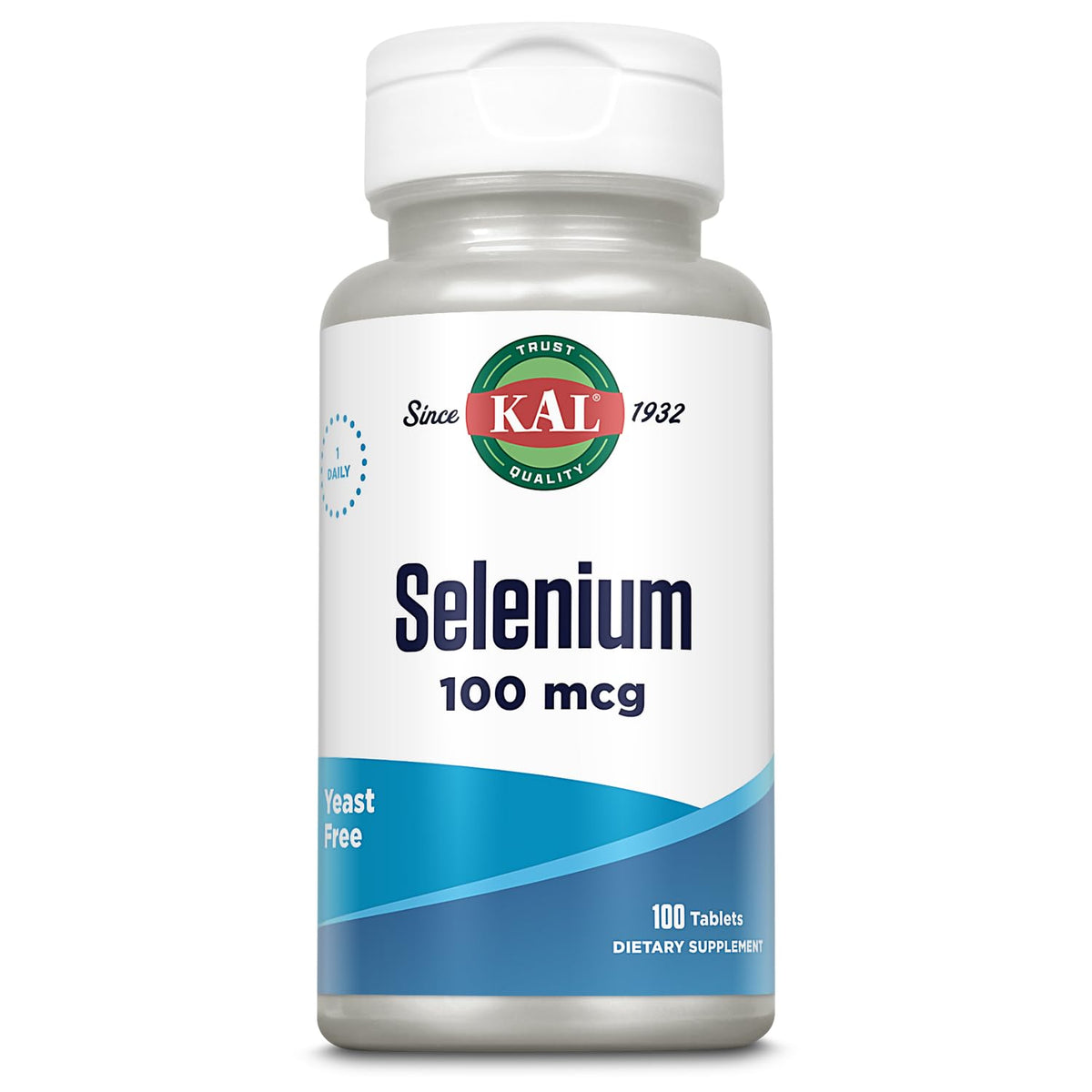 Kal Sélénium sans levure - emballage clair, pratique pour l'apport quotidien.