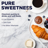KAL Sure Stevia Plus Monkfruit – pot de poudre, dissolution rapide dans boissons chaudes ou froides.