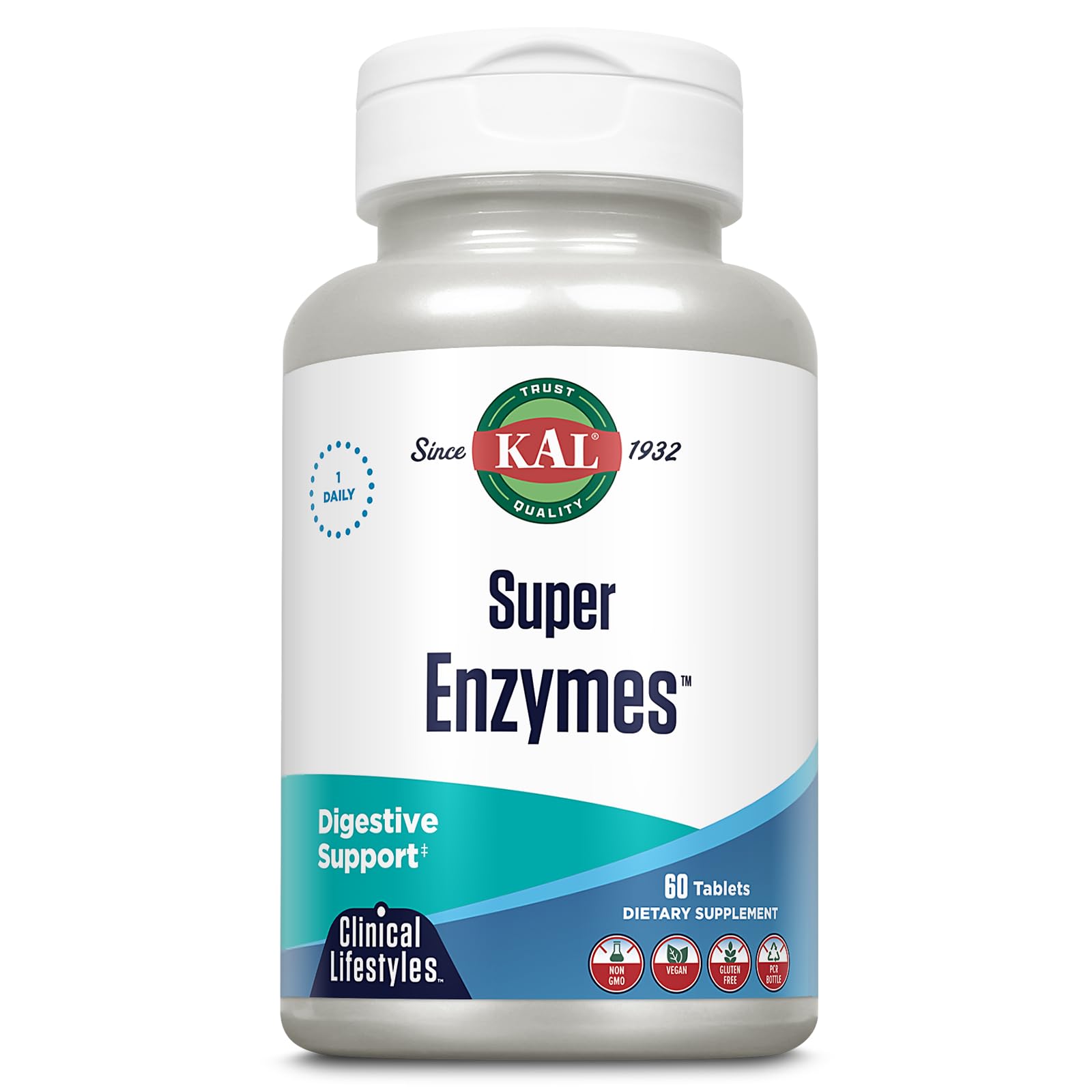KAL tablettes digestives super enzymes dans boite, soutien digestif pratique.