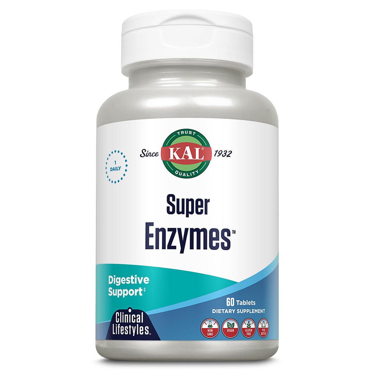 KAL tablettes digestives super enzymes dans boite, soutien digestif pratique.