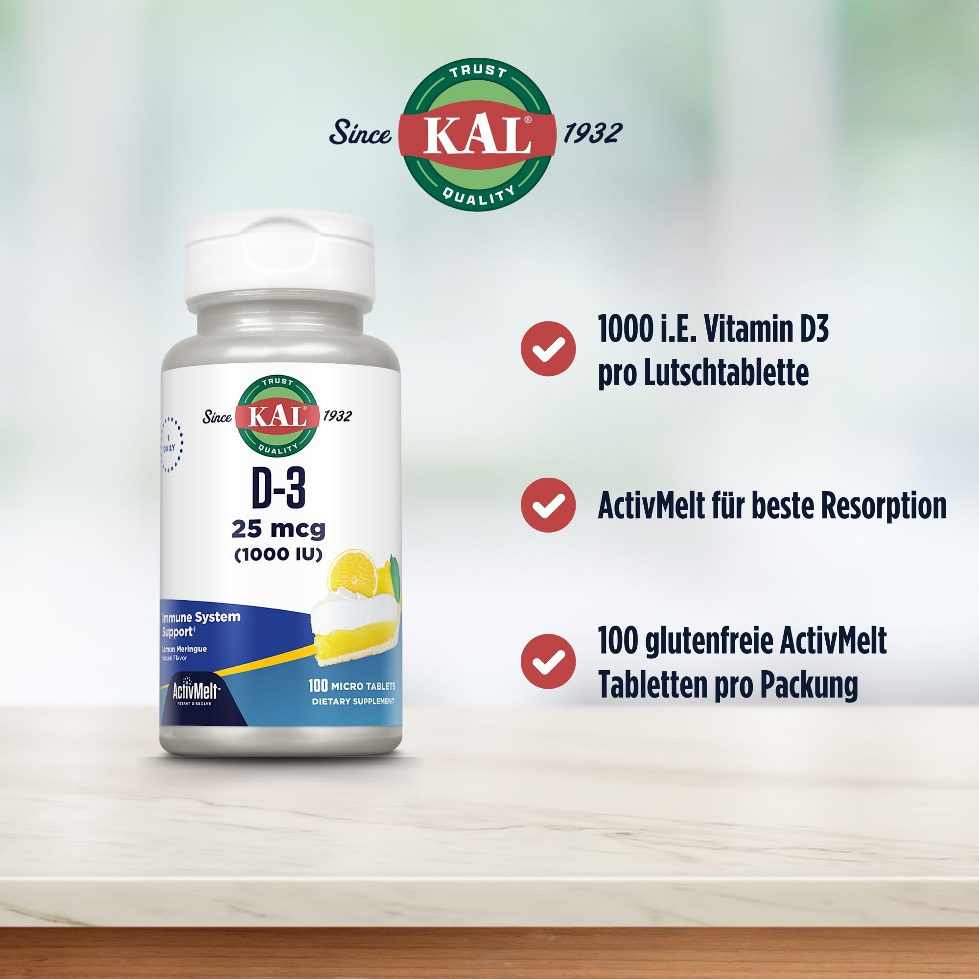 Kal Vitamine D3 ActivMelt – tablettes à dissolution rapide, absorption efficace.