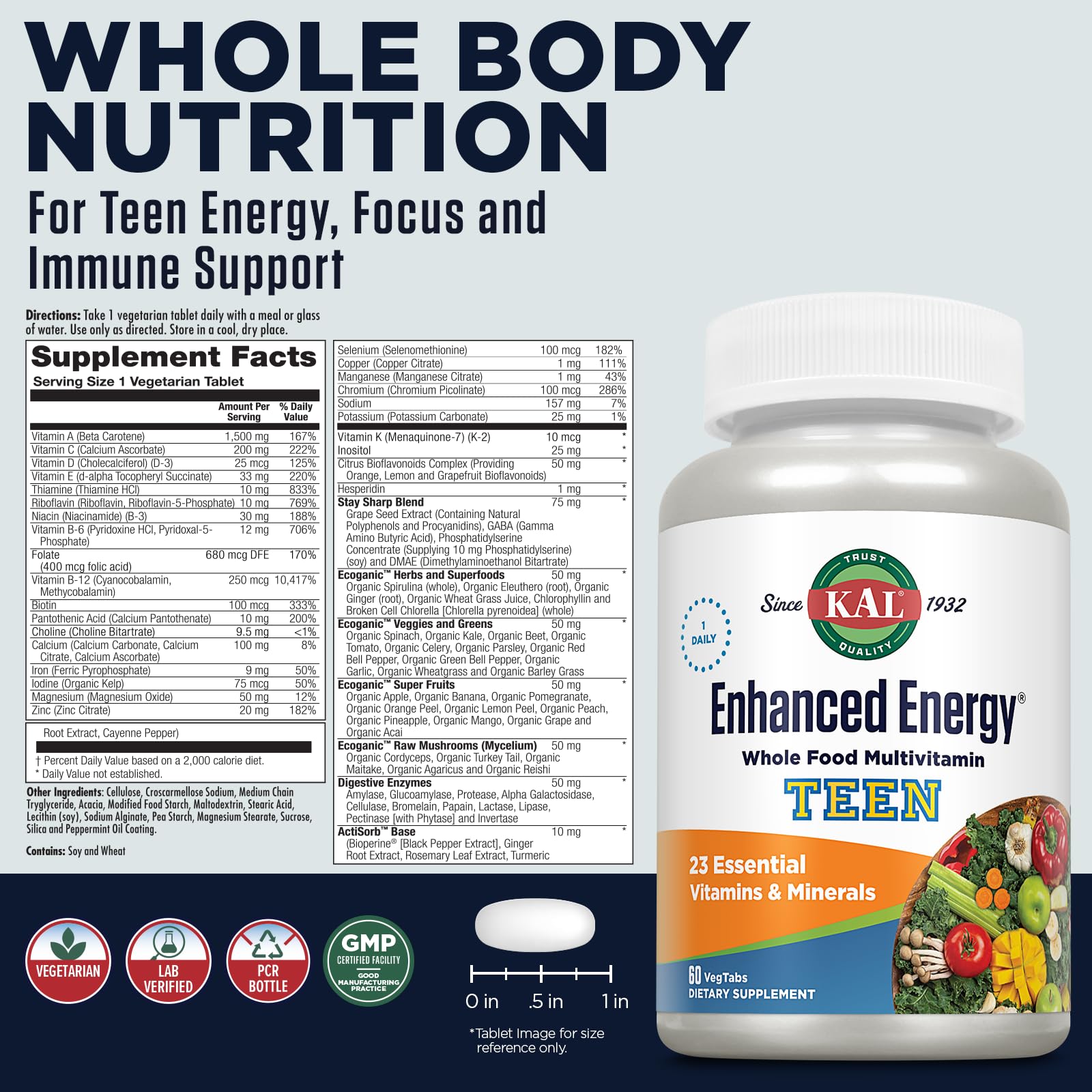 Tablette Kal énergie pour adolescents dans la main, pratique à transporter
