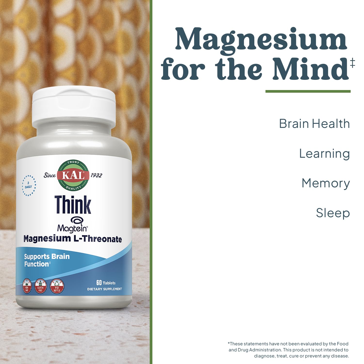KAL Think Magnesium L-Threonate – emballage PCR recyclable respectueux de l environnement