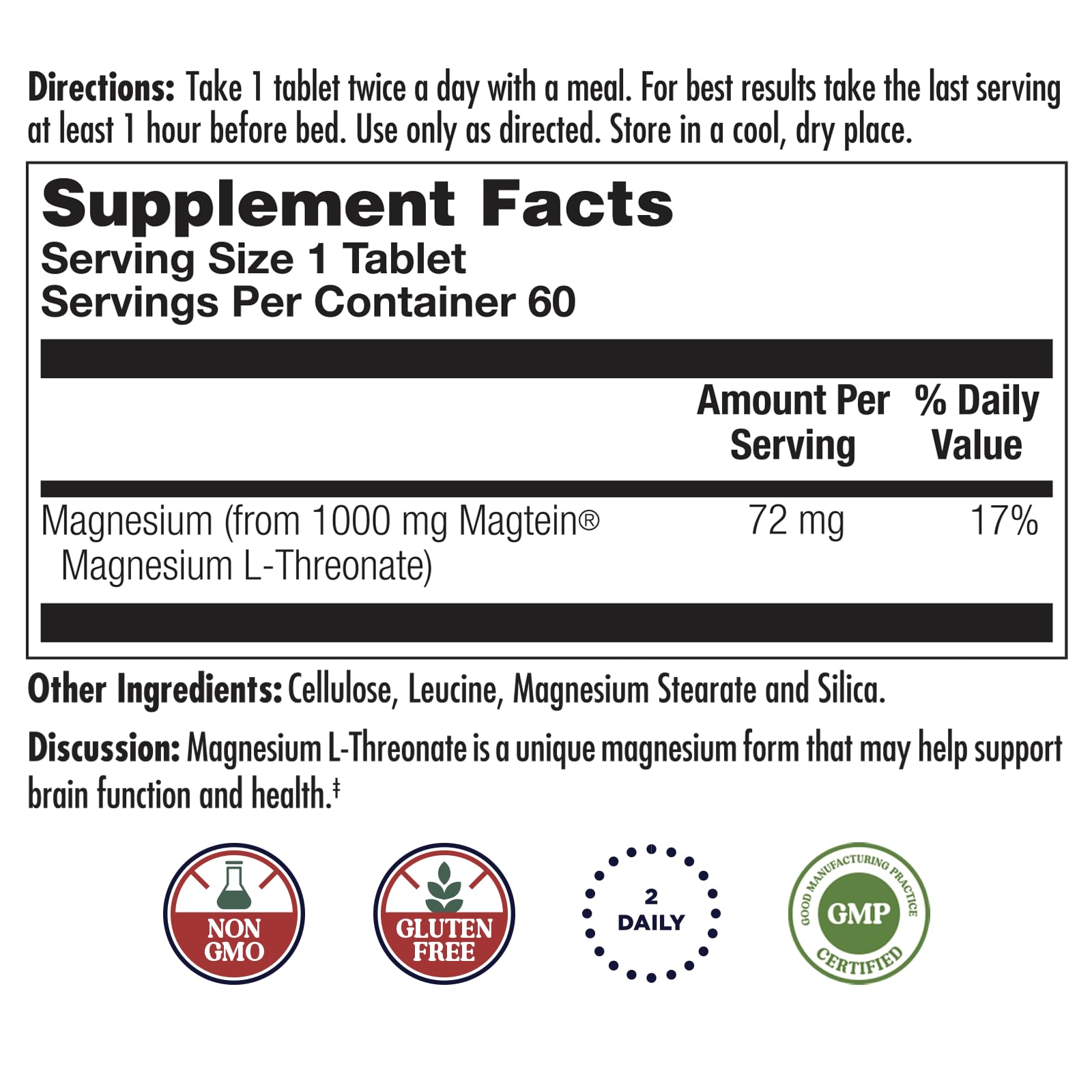KAL Think Magnesium L-Threonate – tablettes favorisant apprentissage et mémoire