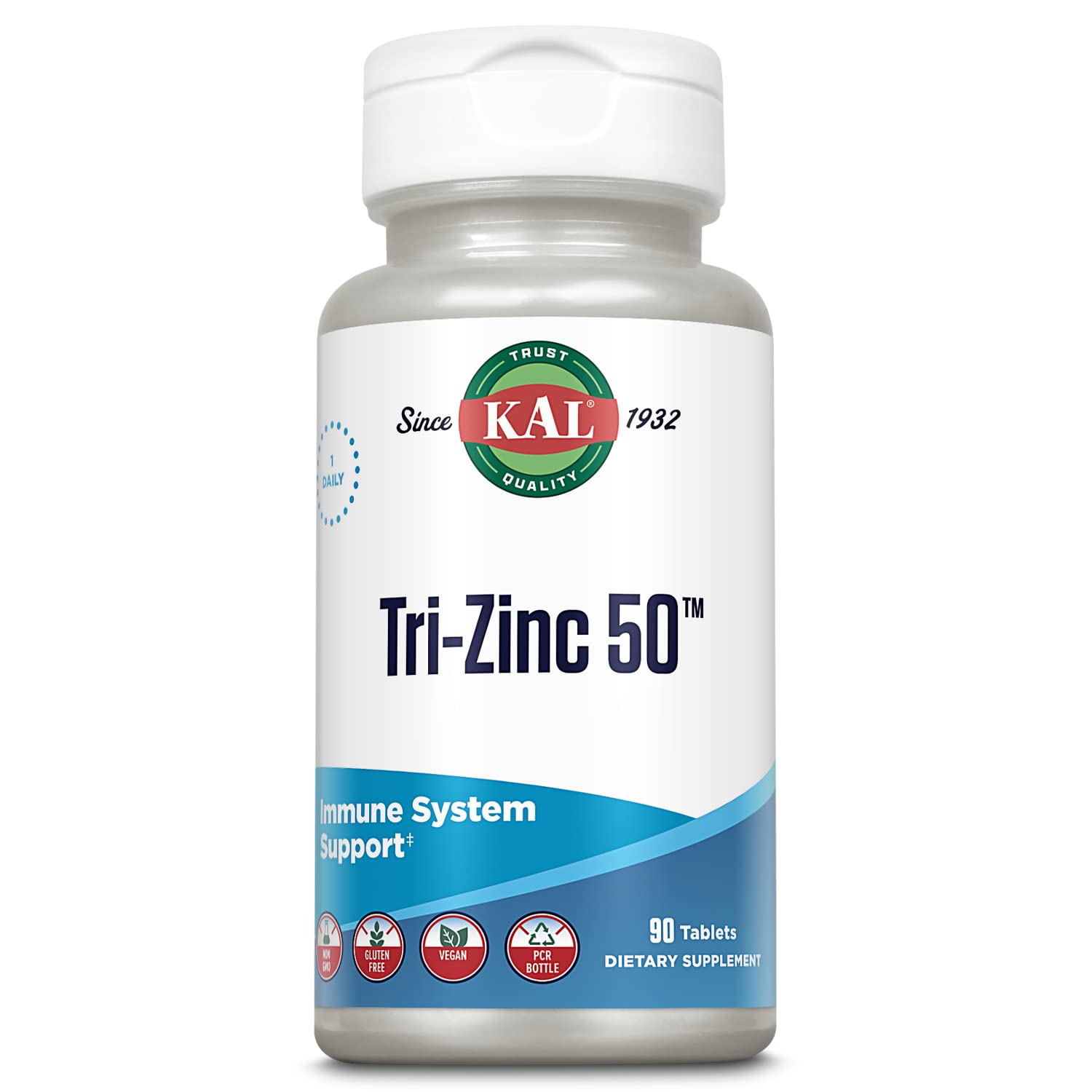 KAL Tri Zinc 50 mg, bouteille – comprimés faciles à prendre avec un verre d'eau, soutien potentiel du métabolisme