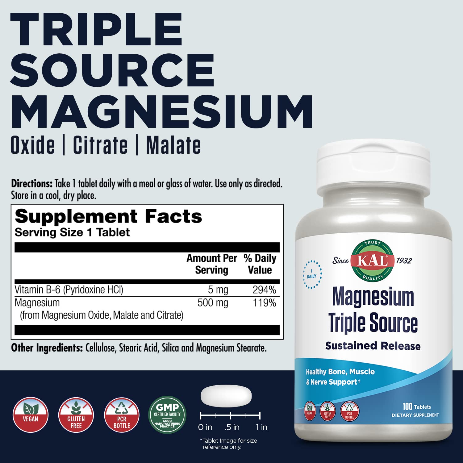 Kal Magnésium Triple Source Complex – libération lente, absorption continue et durable.