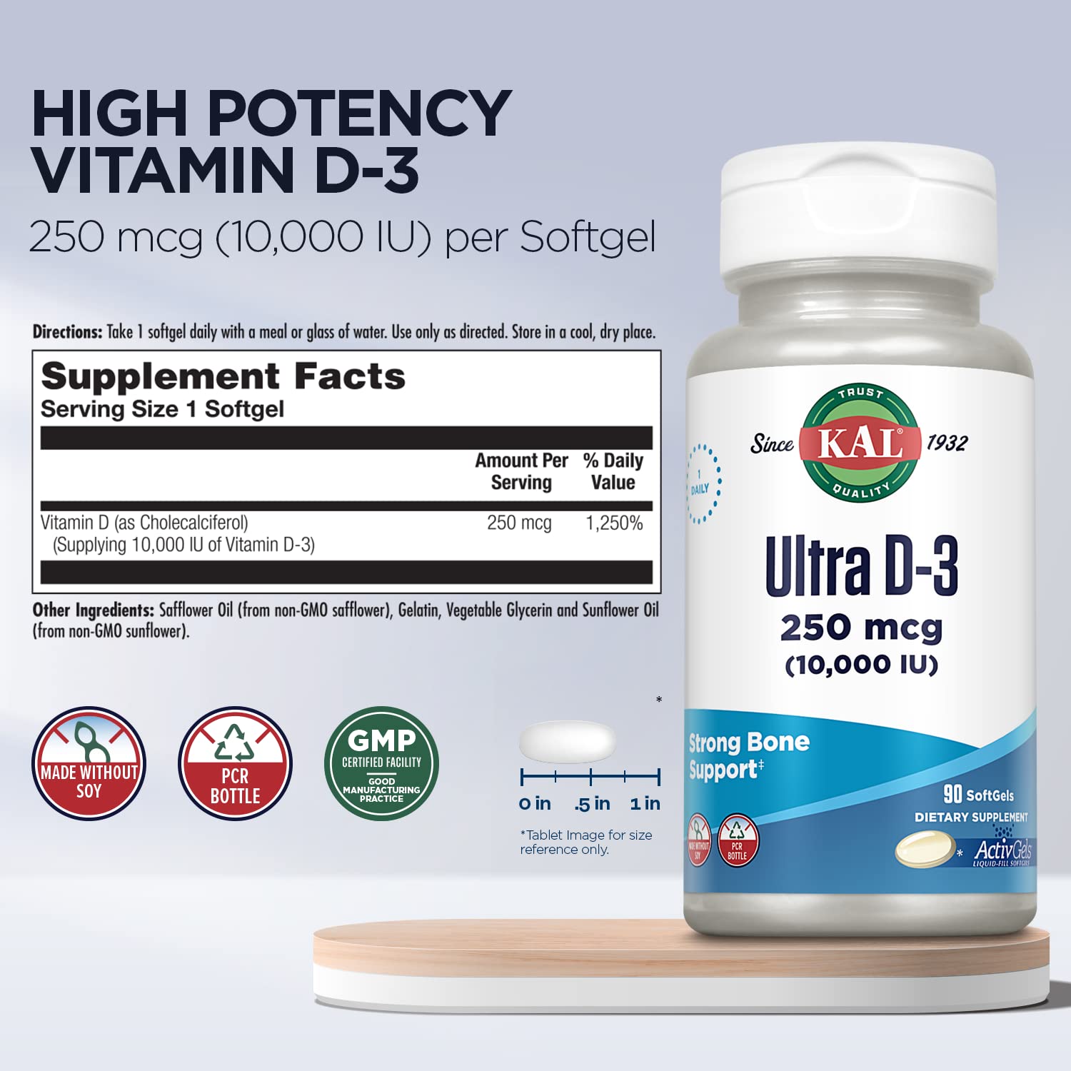 KAL Ultra D3 – étiquette sans soja, choix adapté végétariens.