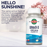 KAL Ultra D3 – symbole immunité et os, utile pour un mode de vie actif.