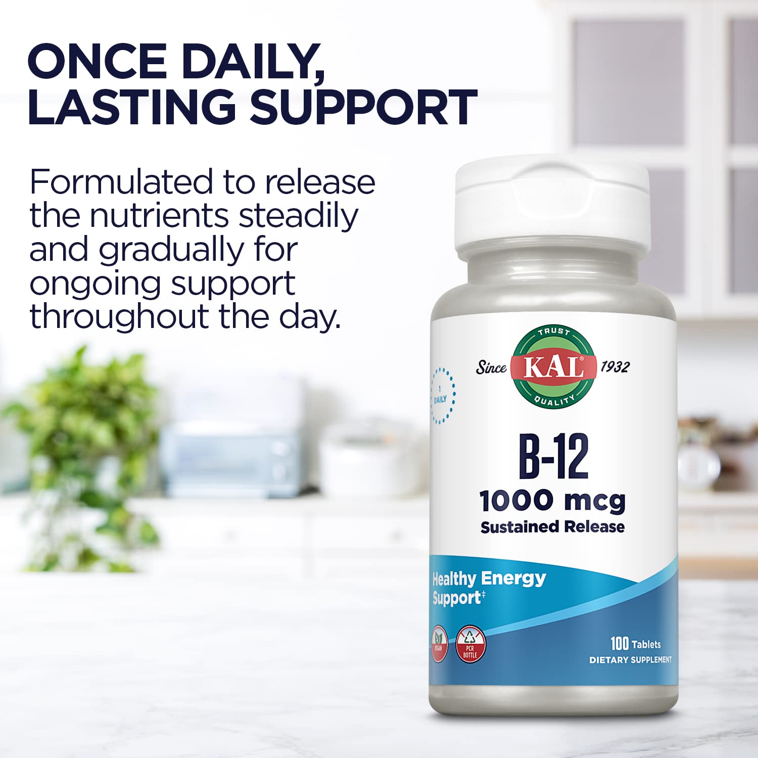 KAL Vitamine B12 1000 mcg, soutien potentiel du métabolisme et du cœur.
