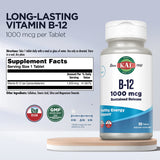 KAL Vitamine B12 1000 mcg, comprimés végan à libération prolongée pour énergie stable.