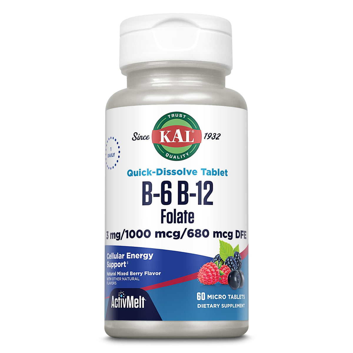 Kal vitamine B6 B12 acide folique bouteille PCR écoresponsable et pratique
