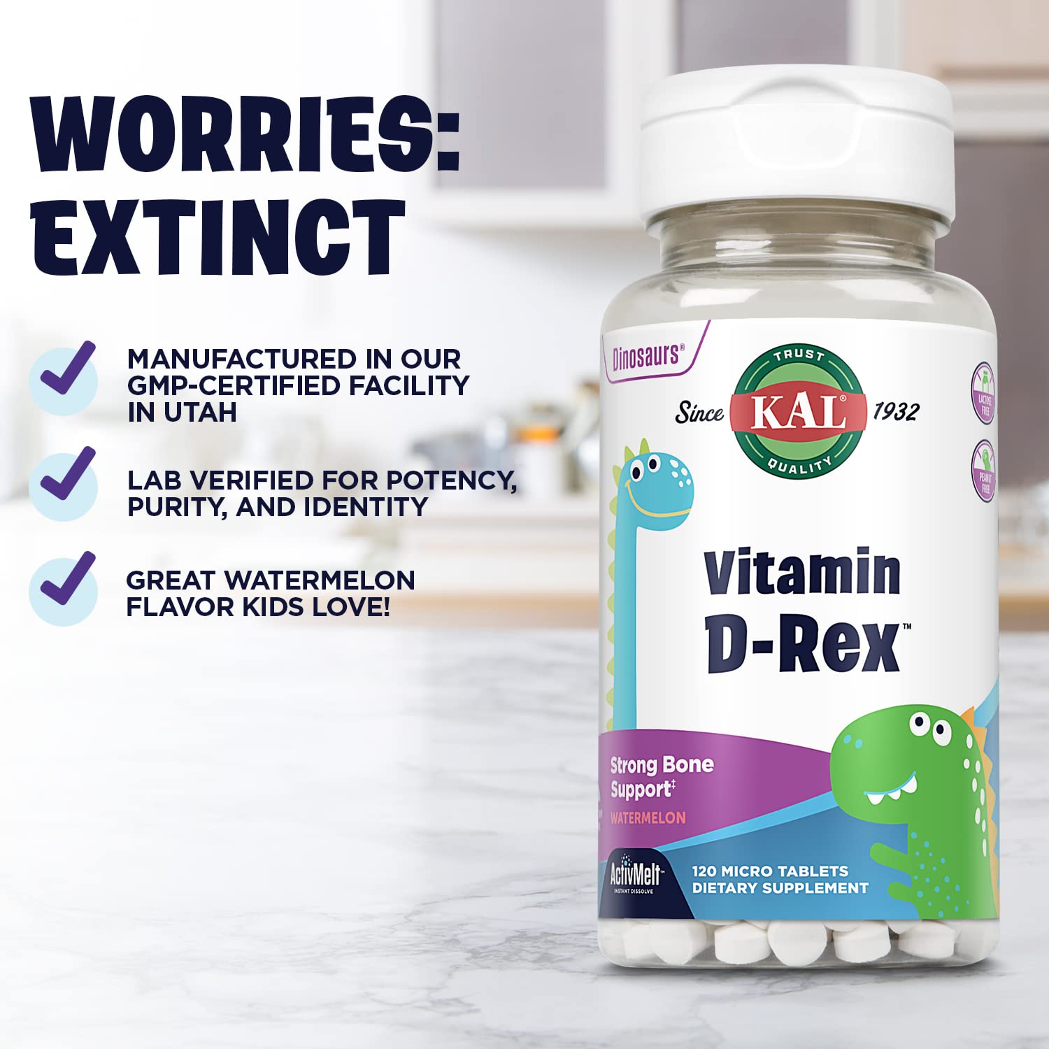 KAL Vitamin D-Rex - emballage PCR recyclé, option écoresponsable.