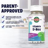 KAL Vitamine D-Rex flacon dinosaures – 90 formes ludiques pour l'habitude quotidienne.
