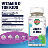 KAL Vitamine D-Rex gommes saveur gomme-bulle – goût agréable et apport D3 quotidien.