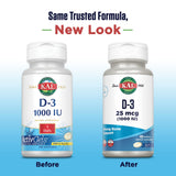 Étiquette KAL D3 ActivGel lisible indiquant le dosage quotidien